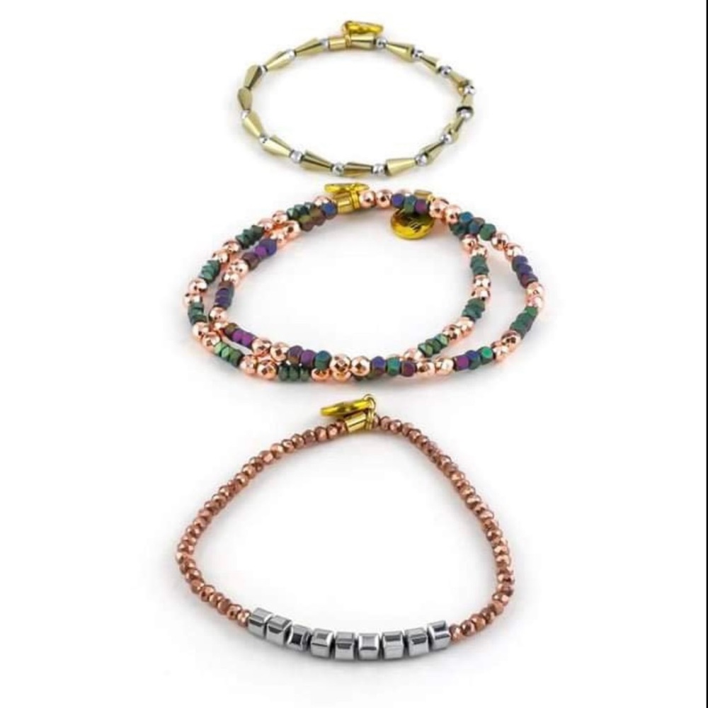 Erimish Mixed Metals Sage Starter Bracelet Stack